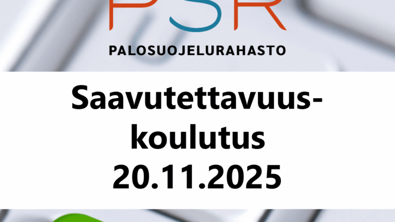 Palosuojelurahasto järjestää avoimen saavutettavuuskoulutuksen 20.11.2025